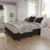 Base Box Para Cama Casal King 192x203cm Bipartido Liz S05 Suede Bordado Preto - Mpozenato - 2