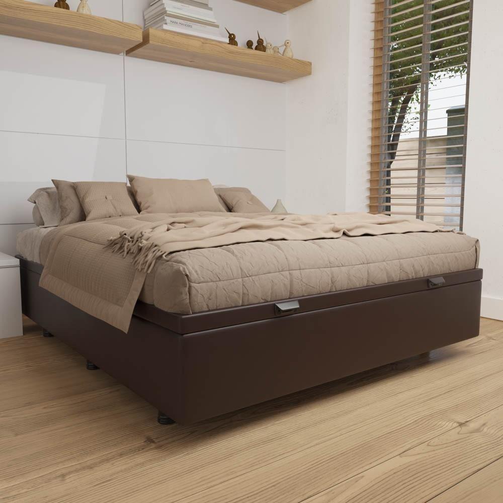 Base Box Baú Para Cama Viúva 128x188cm Liz S05 Sintético Marrom - Mpozenato - 2