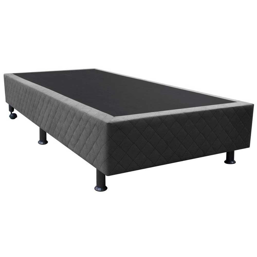 Base Box Para Cama Solteiro 88x188cm Liz S05 Suede Bordado Cinza - Mpozenato - 1