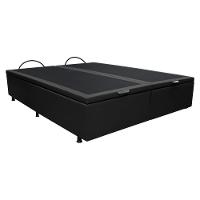 Base Box Baú Para Cama Casal Queen 158x198cm Bipartido Liz S05 Sintético Preto - Mpozenato - 1