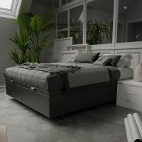 Base Box Baú Para Cama Casal Queen 158x198cm Bipartido Liz S05 Sintético Preto - Mpozenato - 2