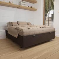 Base Box Baú Para Cama Casal 138x188cm Liz S05 Suede Bordado Marrom - Mpozenato - 2
