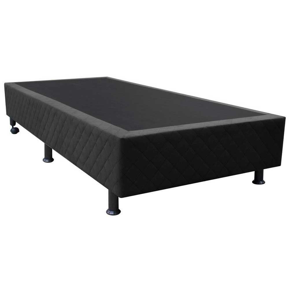 Base Box Para Cama Solteiro 88x188cm Liz S05 Suede Bordado Preto - Mpozenato - 1