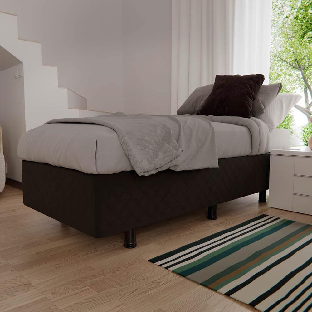 Base Box Para Cama Solteiro 88x188cm Liz S05 Suede Bordado Preto - Mpozenato - 2