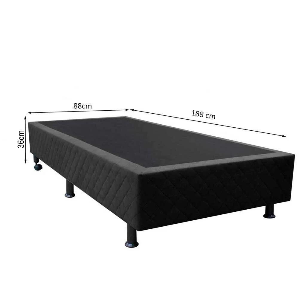 Base Box Para Cama Solteiro 88x188cm Liz S05 Suede Bordado Preto - Mpozenato - 4
