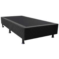 Base Box Para Cama Solteiro 88x188cm Liz S05 Suede Bordado Preto - Mpozenato - 1