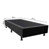 Base Box Para Cama Solteiro 88x188cm Liz S05 Suede Bordado Preto - Mpozenato