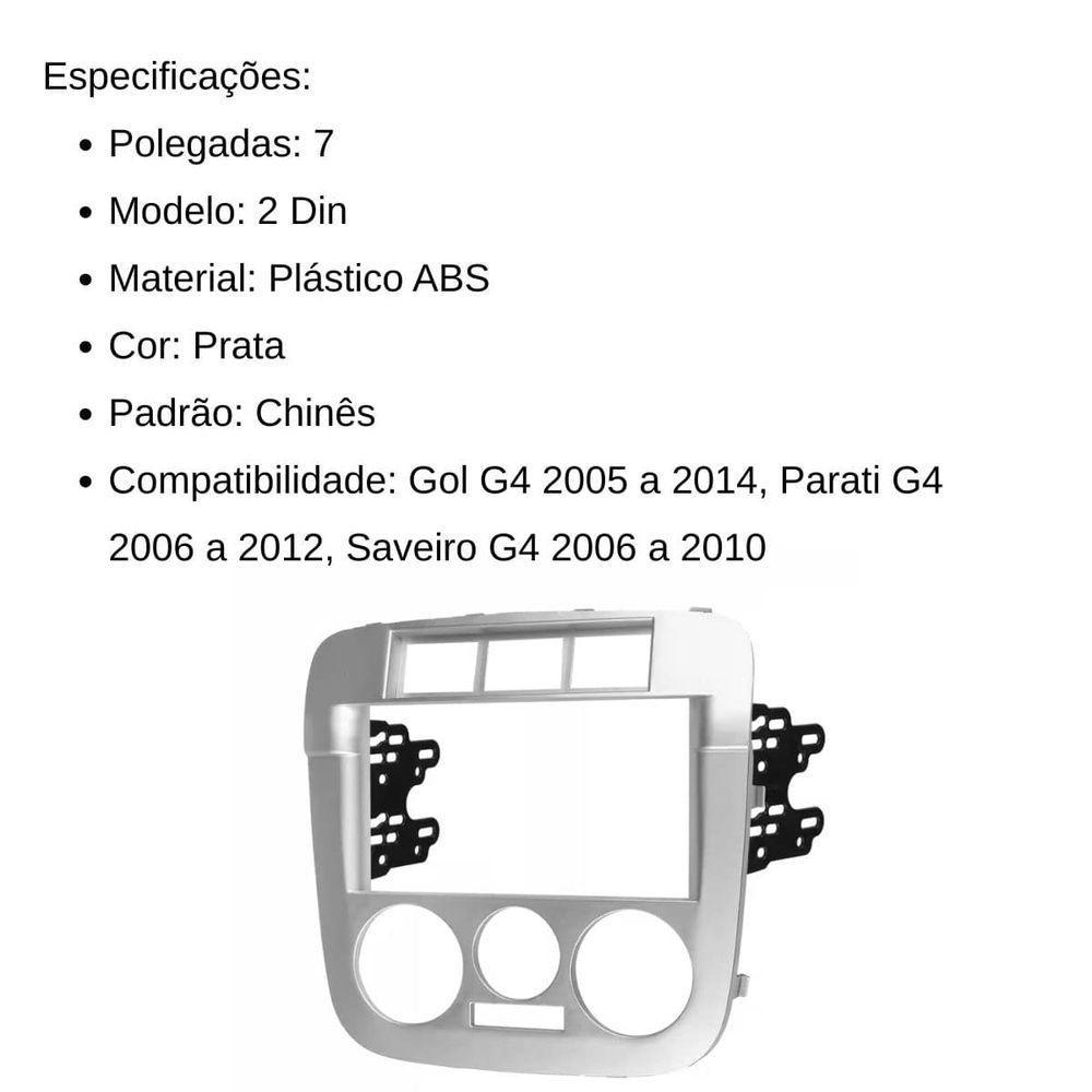 Central Multimídia 2 Din Mp5 Gol G4 Câmera Moldura Tela Prata - 4