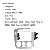 Central Multimídia 2 Din Mp5 Gol G4 Câmera Moldura Tela Prata