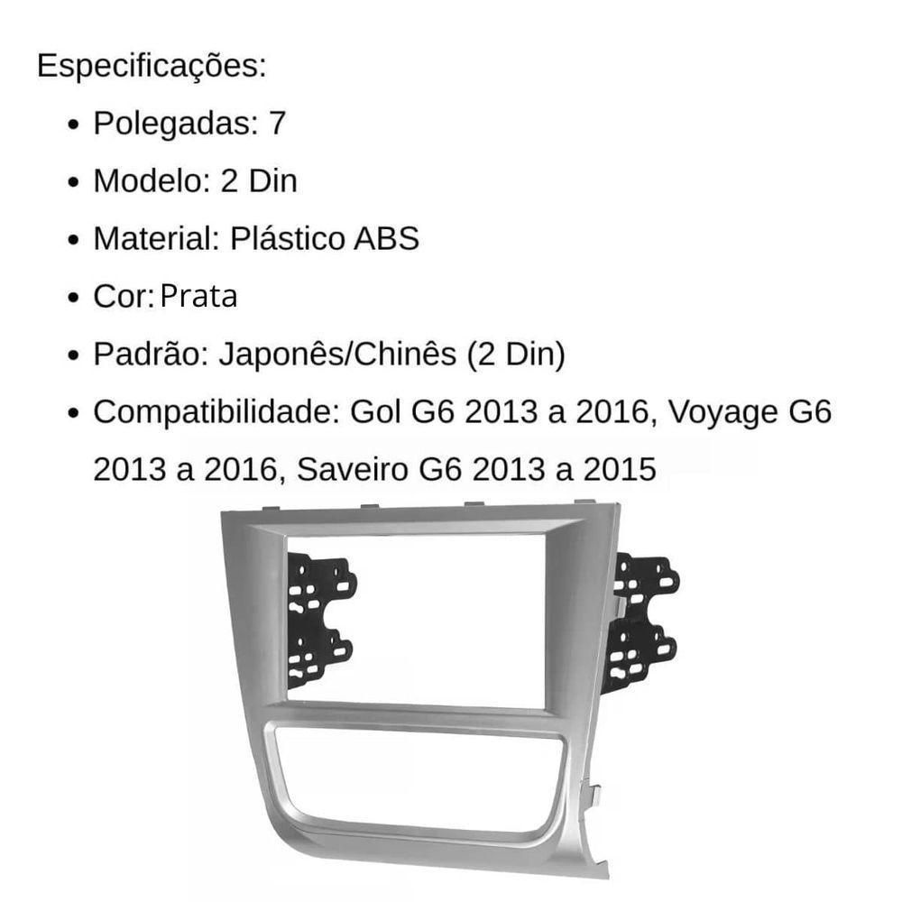 Central Multimídia 2 Din Mp5 Saveiro G6 Câmera Moldura Tela Prata - 4