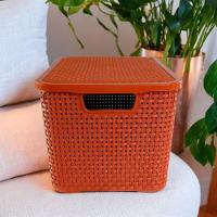 Caixa Organizadora Rattan 15 Litros Com Tampa - Praticidade E Estilo terracota - 2