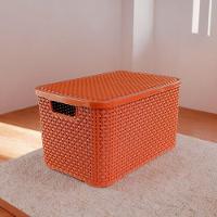 Caixa Organizadora Rattan 15 Litros Com Tampa - Praticidade E Estilo terracota - 3