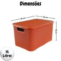 Caixa Organizadora Rattan 15 Litros Com Tampa - Praticidade E Estilo terracota - 6