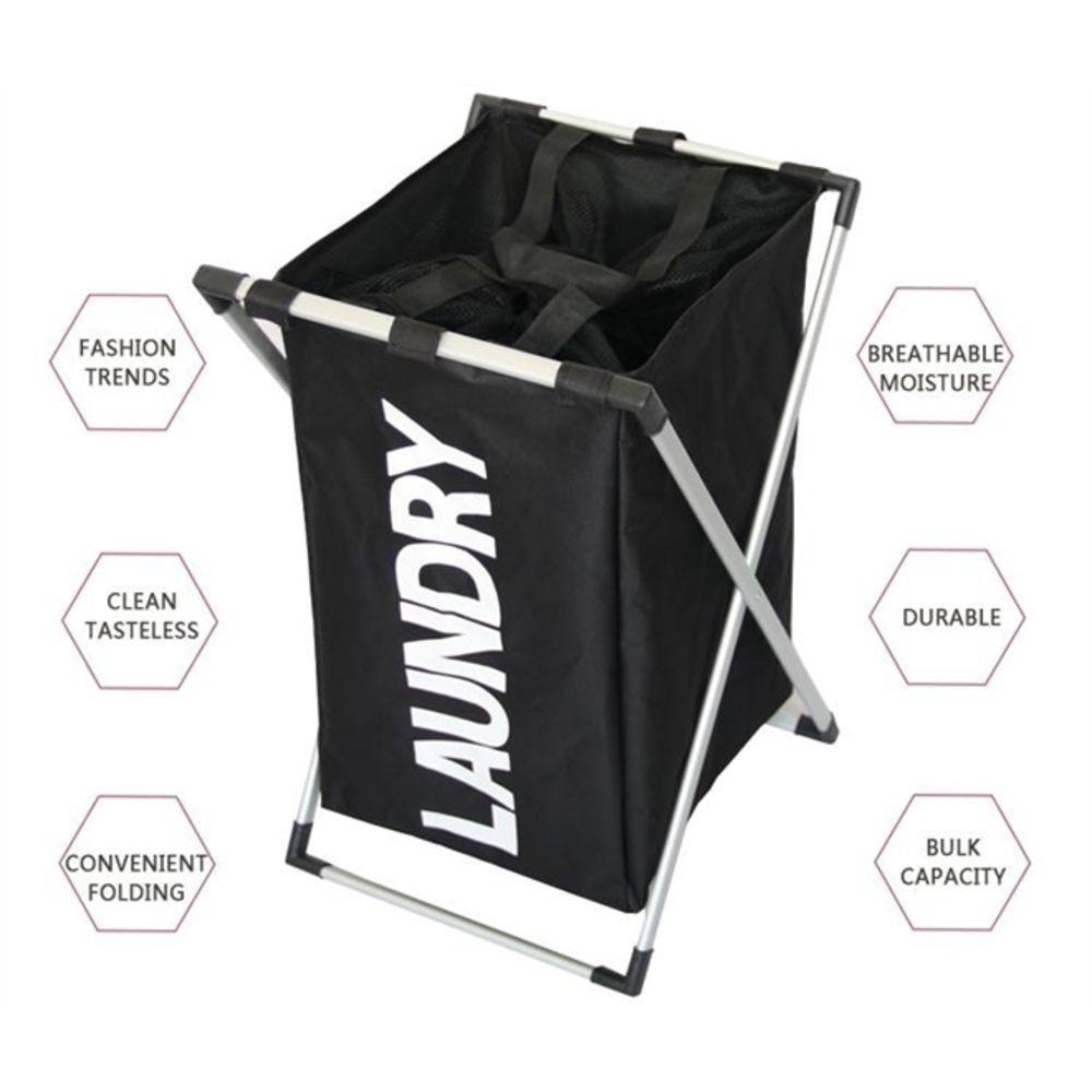 Cesto Roupa Suja Cromado Desmontavel Organizador Lavanderia Multiuso Banheiro Guarda Tudo Compacto - 4