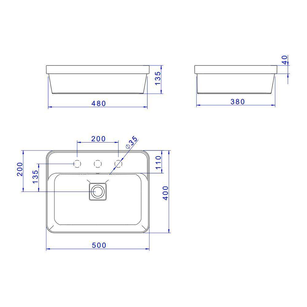 Cuba De Sobrepor Deca Slim 50x40 L.23050.m.17 Retangular Com Mesa Branca - 5
