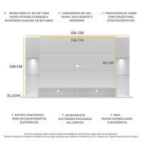 Painel Tv 60'' com 2 Leds e Prateleiras de Vidro Vegas - 5