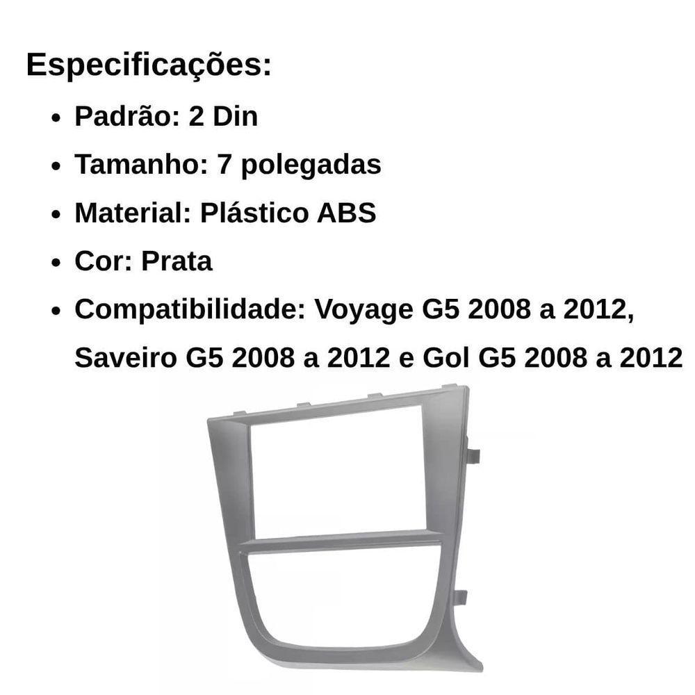 Central Multimídia 2 Din Mp5 Voyage G5 Câmera Moldura Tela Prata - 4