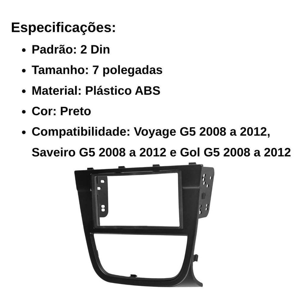 Central Multimídia 2 Din Mp5 Gol G5 Câmera Moldura Tela Pt - 4