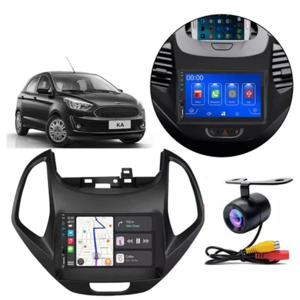 Central Multimídia 2 Din Mp5 Ford Ka Câmera Moldura Tela Pt - 1