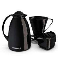 Kit Garrafa Termica Café Prático Com Açucareiro Com Colher E Suporte Para Filtro - Preto - 2