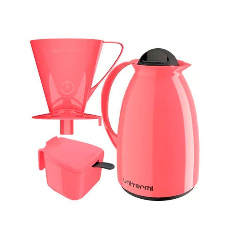 Garrafa Termica Café Kit Pratico Açucareiro + Suporte Filtro Cor Rosa - 2