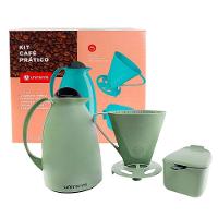 Kit Garrafa Termica Café Prático Com Açucareiro Com Colher E Suporte Para Filtro - Verde - 1