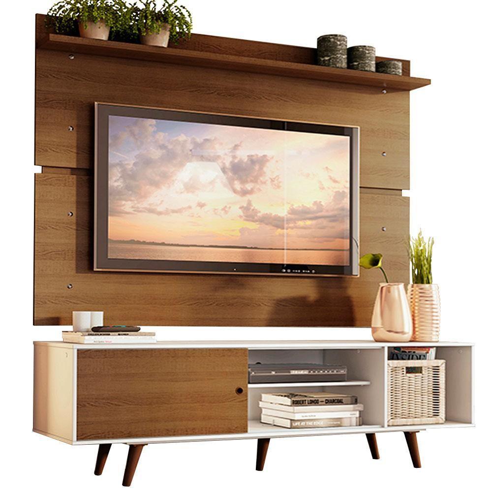 Rack Dubai e Painel Tv Até 65" com Pés Branco/rustic Madesa - 1