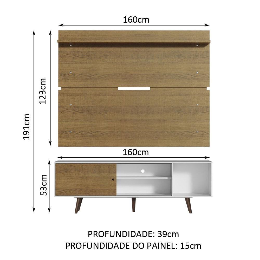 Rack Dubai e Painel Tv Até 65" com Pés Branco/rustic Madesa - 7
