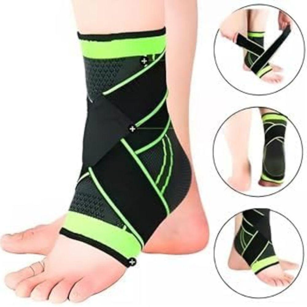 Kit Par Tornozeleira Ortopédica Ajustável + Par Joelheira Protetora Articulada Faixa Ajustável Flexível Preto - 2