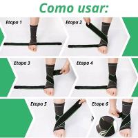 Kit Par Tornozeleira Ortopédica Ajustável + Par Joelheira Protetora Articulada Faixa Ajustável Flexível Preto - 5