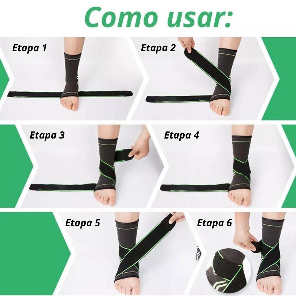 Kit Par Tornozeleira Ortopédica Ajustável + Par Joelheira Protetora Articulada Faixa Ajustável Flexível Preto - 5