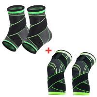 Kit Par Tornozeleira Ortopédica Ajustável + Par Joelheira Protetora Articulada Faixa Ajustável Flexível Preto - 1