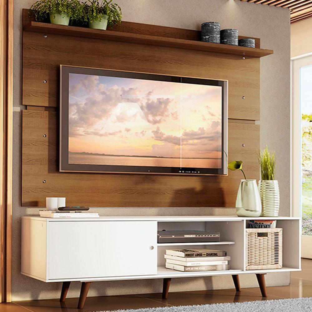 Rack Dubai e Painel Tv até 65" com Pés Branco/rustic Madesa - 2