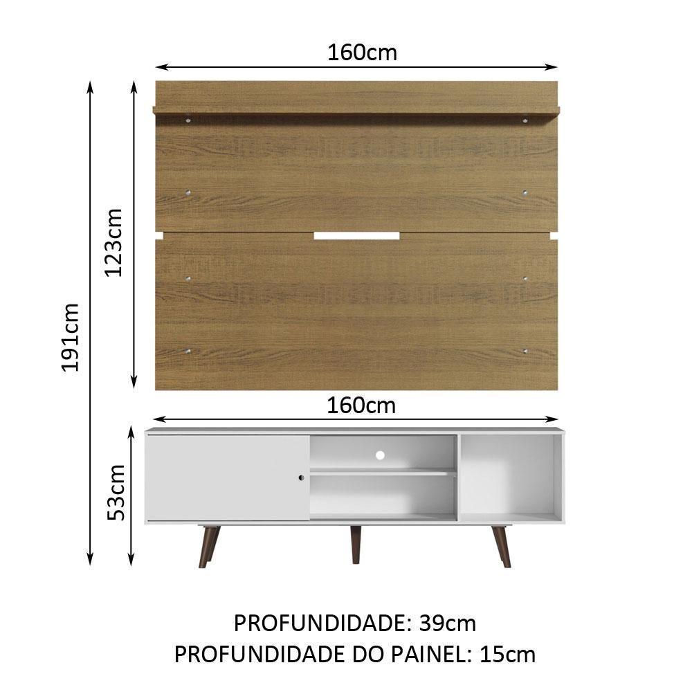 Rack Dubai e Painel Tv até 65" com Pés Branco/rustic Madesa - 6