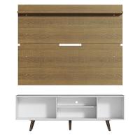 Rack Dubai e Painel Tv até 65" com Pés Branco/rustic Madesa