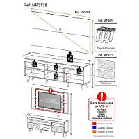 Rack com Painel TV até 65" Espelho e Pés Retrô Multimóveis - 8