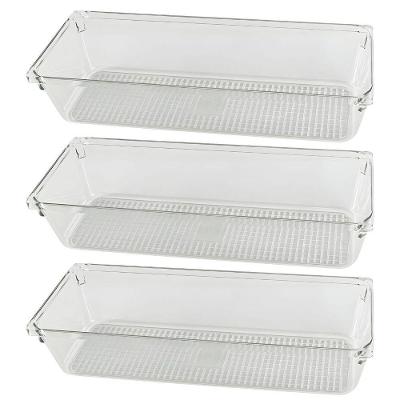 Kit Com 3 Organizadores De Gavetas Transparente 23x7 - Organização Compacta E Prática