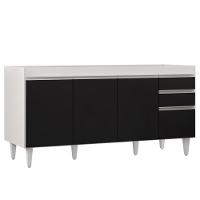 Balcão Gabinete 160cm Sem Tampo 4 Portas 2 Gavetas Arkansas Branco-preto - Lumil Móveis - 1
