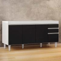 Balcão Gabinete 160cm Sem Tampo 4 Portas 2 Gavetas Arkansas Branco-preto - Lumil Móveis - 3