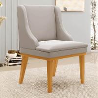 Kit 6 Cadeiras Estofadas Para Sala De Jantar Base Fixa De Madeira Castanho Lia Veludo Cinza - Ibiza - 2