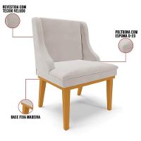 Kit 6 Cadeiras Estofadas Para Sala De Jantar Base Fixa De Madeira Castanho Lia Veludo Cinza - Ibiza - 3