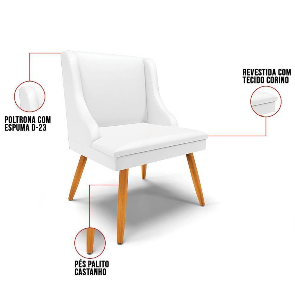 Kit 10 Cadeiras Estofadas Para Sala De Jantar Pés Palito Lia Sintético Branco - Ibiza - 3