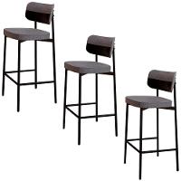 Banqueta Alta Bar Estofada Kit 3 Ella M25 Linho Cinza-preto - Mpozenato - 1