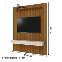 Painel Para Tv Até 75 Polegadas Ripado Impressão 3D Egeo Com Nicho 1,80M Cedo Off White Edn Cedro - 3