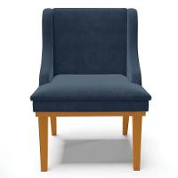 Kit 2 Cadeiras Estofadas Para Sala De Jantar Base Fixa De Madeira Castanho Lia Suede Azul Marinho - Ibiza - 8