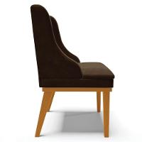 Kit 2 Cadeiras Estofadas Para Sala De Jantar Base Fixa De Madeira Castanho Lia Suede Marrom - Ibiza - 6