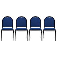 Kit 4 Cadeiras Hoteleiras Auditório Empilhável Linho M23 Azul - Mpozenato - 1