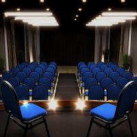 Kit 4 Cadeiras Hoteleiras Auditório Empilhável Linho M23 Azul - Mpozenato - 2