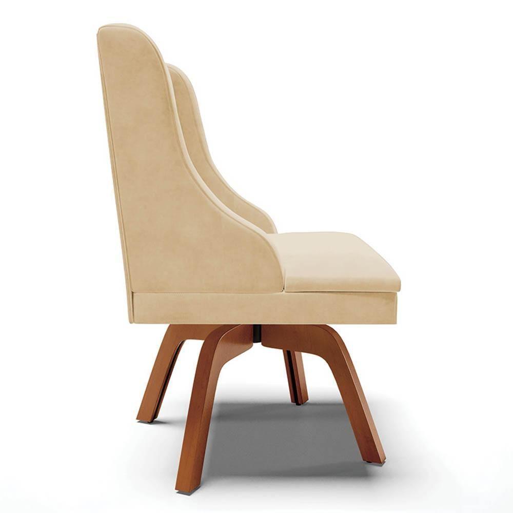 Kit 10 Cadeiras Estofadas Giratória Para Sala De Jantar Lia Suede Bege - Ibiza - 6