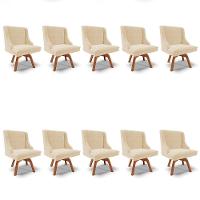 Kit 10 Cadeiras Estofadas Giratória Para Sala De Jantar Lia Suede Bege - Ibiza - 1